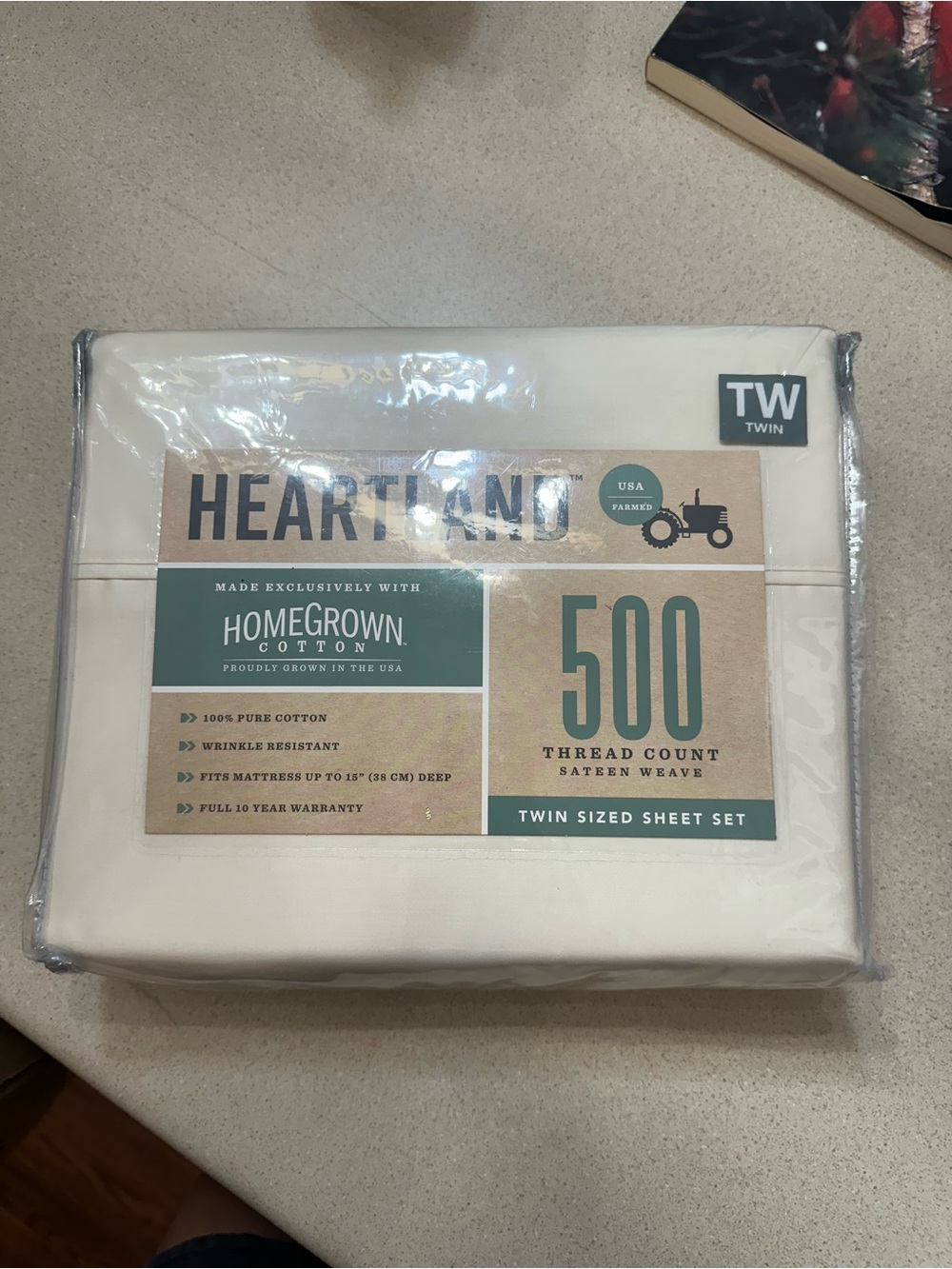 Heartland 500 Thread Count Twin Sheet Set - Cream